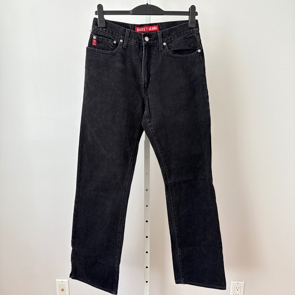 Guess Jeans Mens‎ Black Wash Denim Straight Leg Jeans W32 L34 Made in Mexico